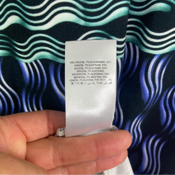 Mary Katrantzou Geometric Cloud Print Long Sleeve Jersey Midi Dress. Size Large - Picture 9 of 9